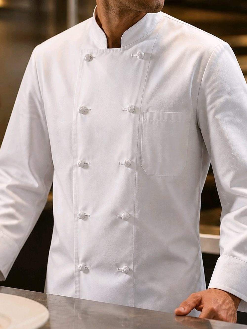Bundle of 6:  Pinnacle HD C330 White Long Sleeve Chef Coats – Size 42M  LARGE